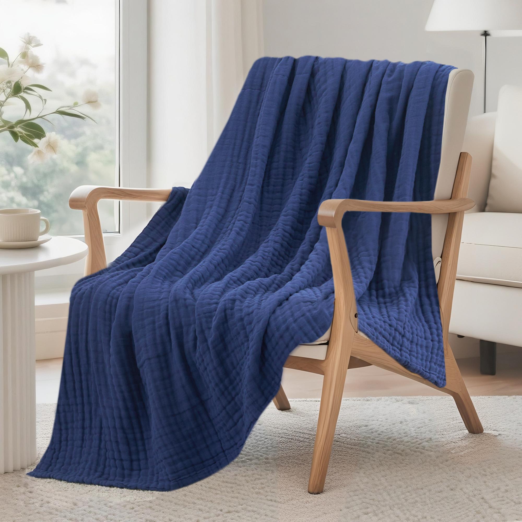 Muslin Cotton Bedspread - 6-Layer 100% Cotton Muslin Blanket Ultra-Soft