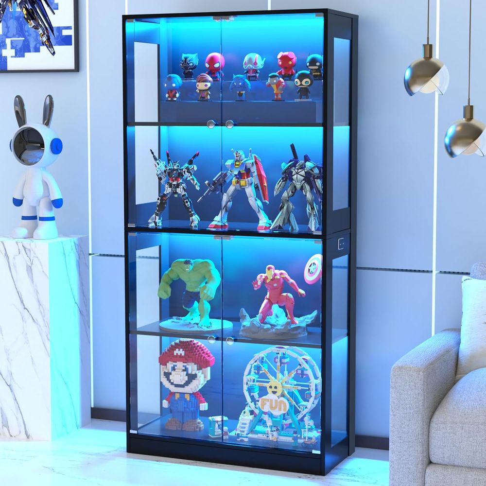 Lighting - 65 Glass Door Display Cabinet, 4-Tier