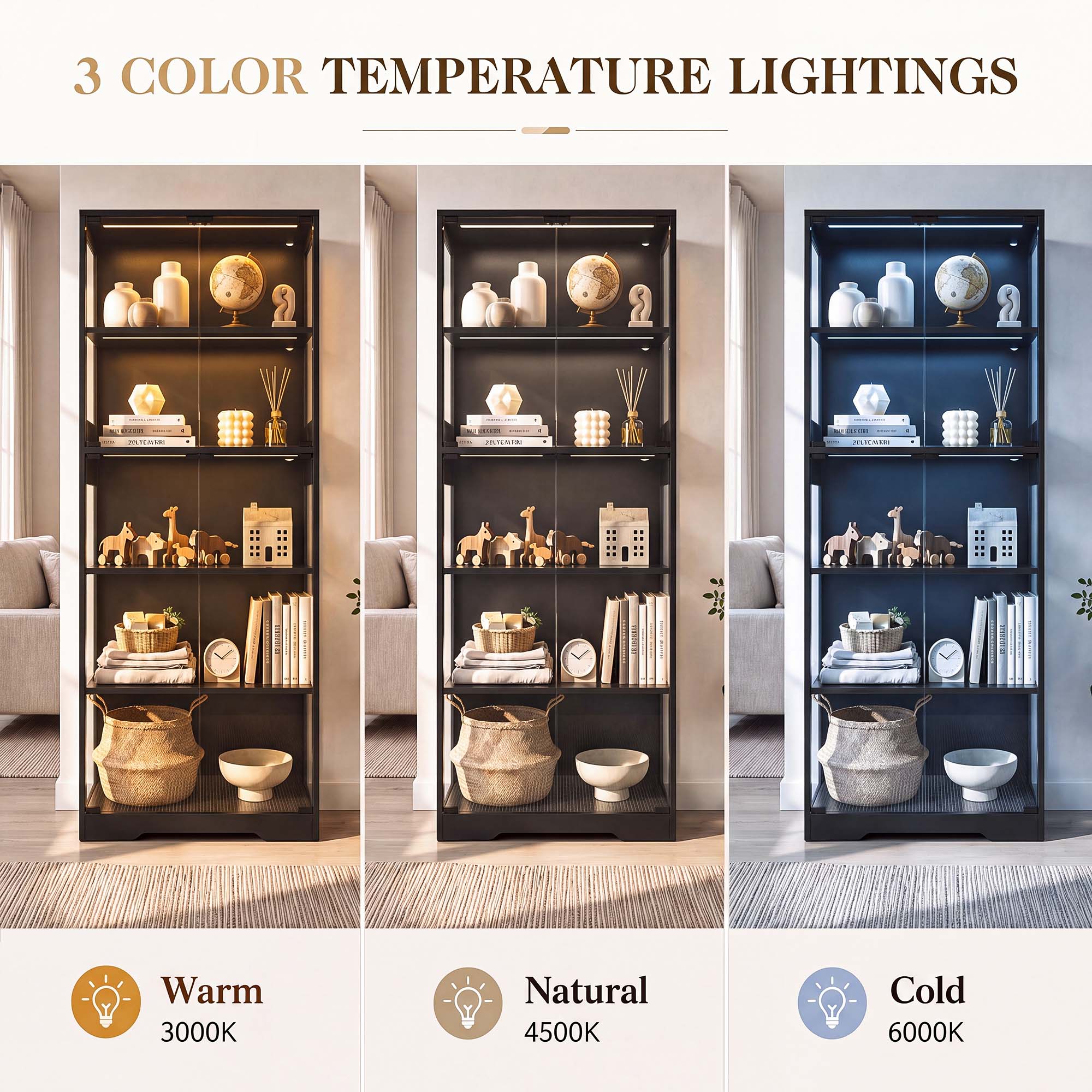 TCGBKAF 5‑Tier Display Cabinet - đánh giá và giá Lighting