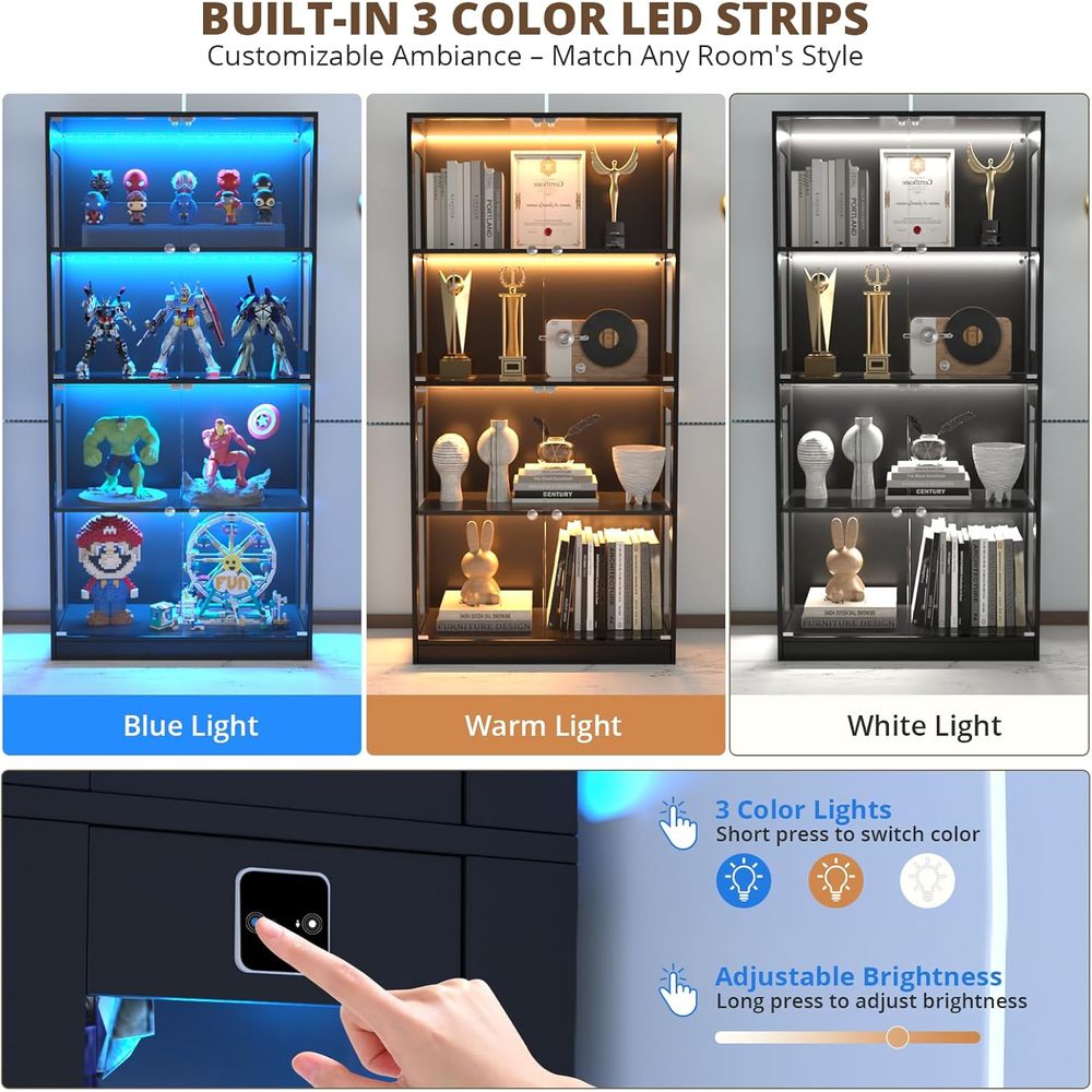 65 Glass Door Display Cabinet, - đánh giá và giá Lighting