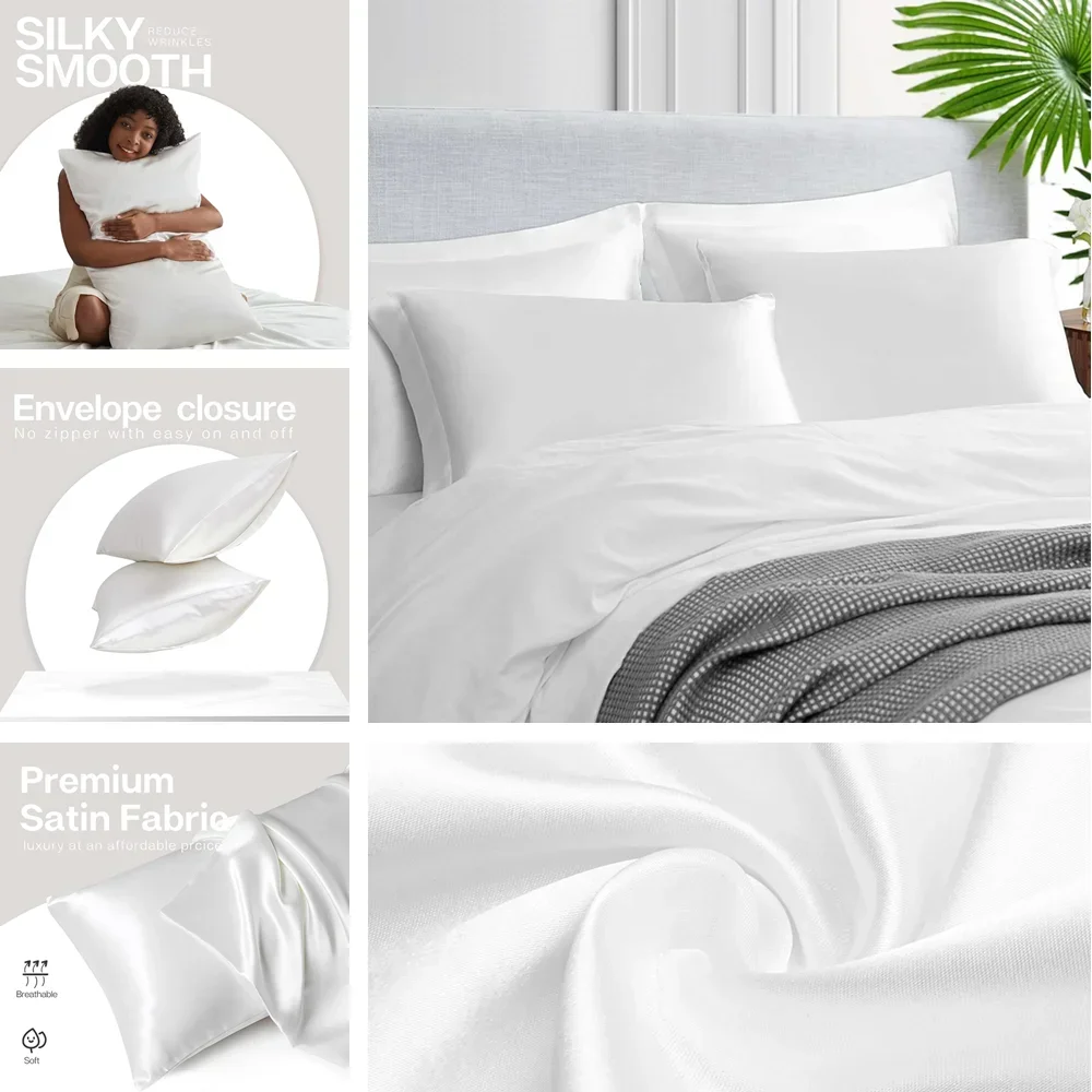2 Pack Satin Pillowcase for Ha - đánh giá và giá Satin Silk Pillowcase Hair Skin