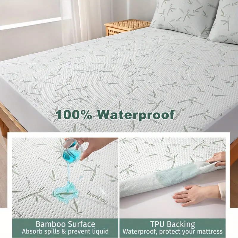 1pc Bamboo Mattress Protector, - đánh giá và giá Waterproof Mattress Protector Breathable