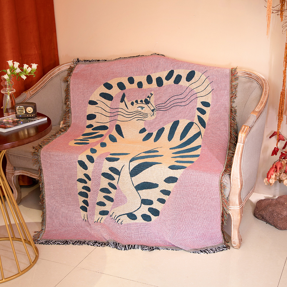 Boho Abstract Cat Jacquard Thr - đánh giá và giá Boho Throw Blanket Fringe