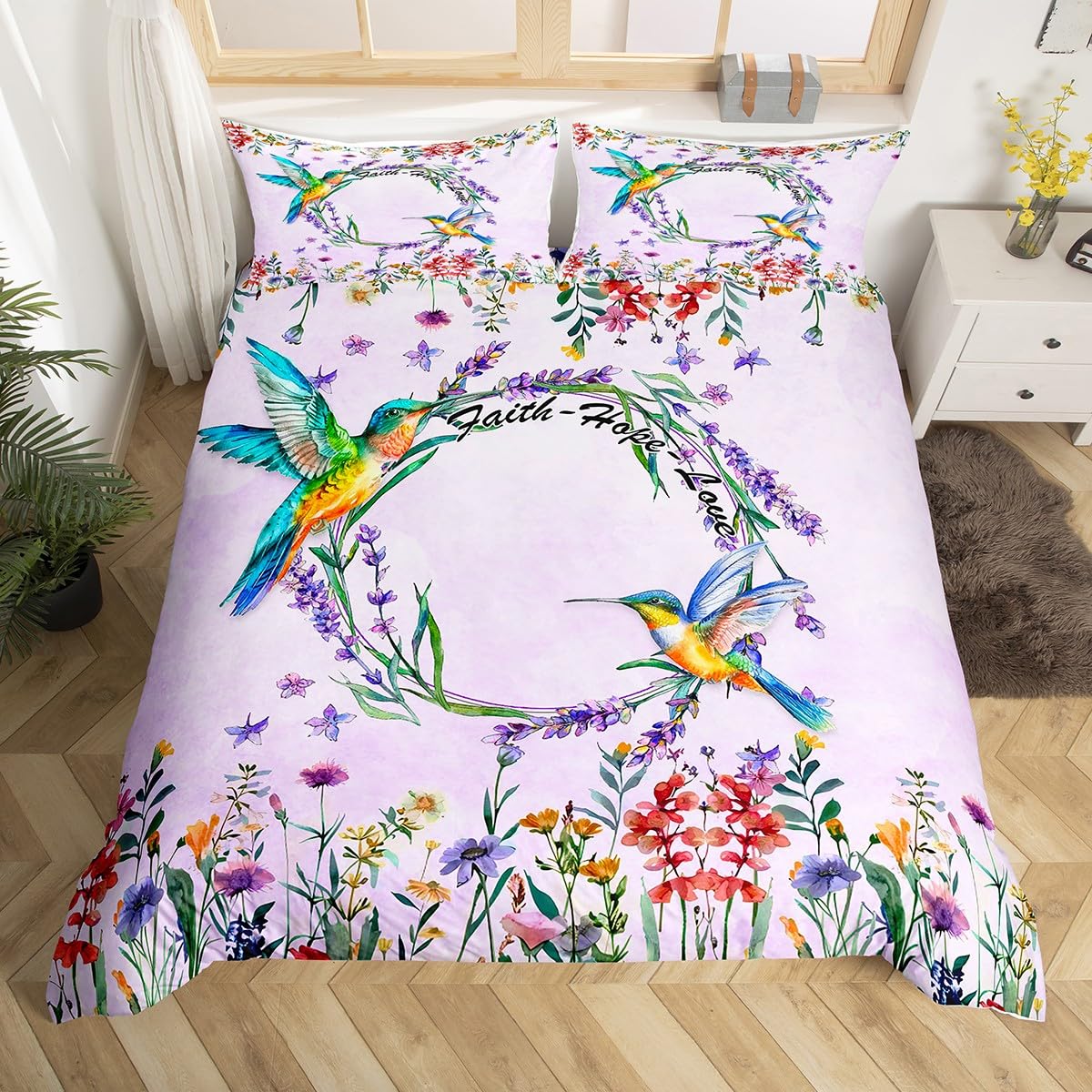 Hummingbird Bedding Set Luxury - đánh giá và giá Aesthetic Floral Duvet Cover