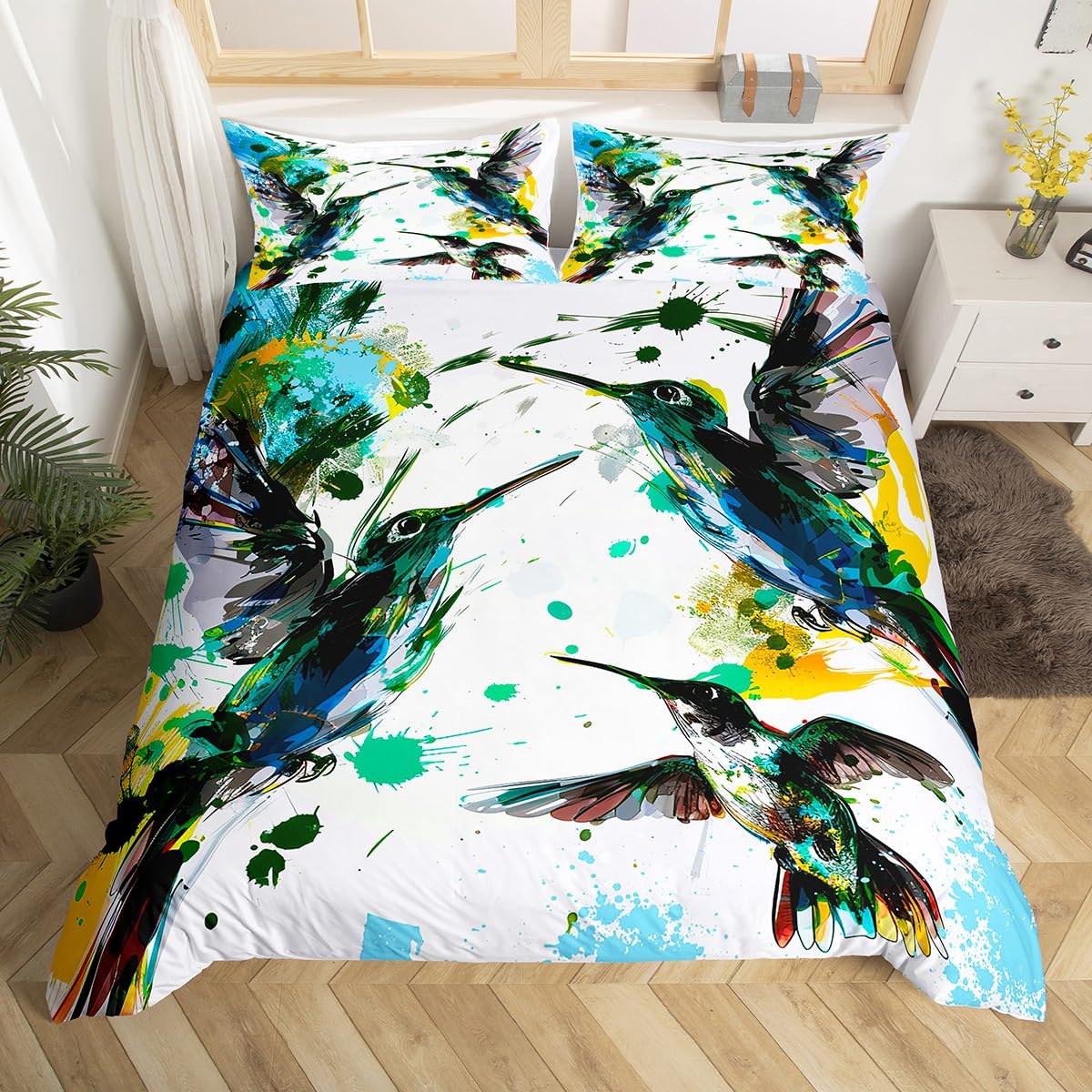 Hummingbird Bedding Set Luxury - đánh giá và giá Aesthetic Floral Duvet Cover