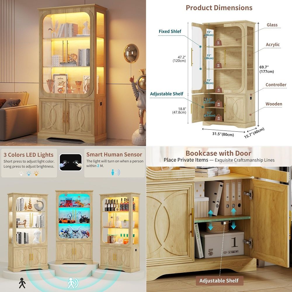 Display Cabinet with Glass Doo - đánh giá và giá Storage & Organization