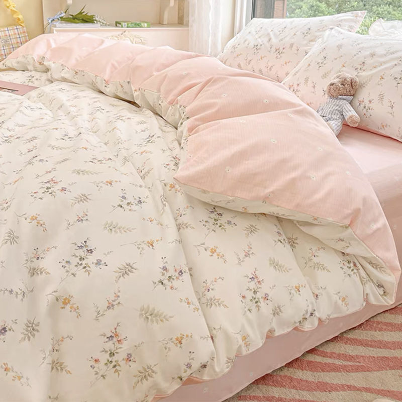 Ins Pink Flowers Bedding Set F - đánh giá và giá Aesthetic Floral Duvet Cover