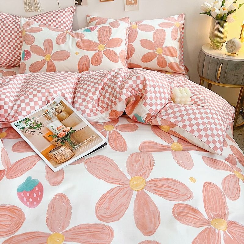 Ins Pink Flowers Bedding Set F - đánh giá và giá Aesthetic Floral Duvet Cover