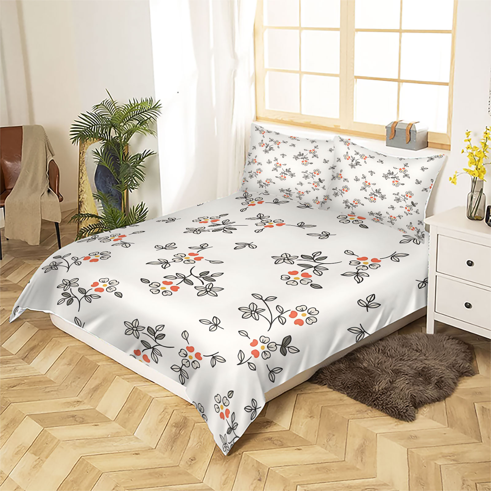 Minimal Hand-Drawn Thin Line O - đánh giá và giá Aesthetic Floral Duvet Cover