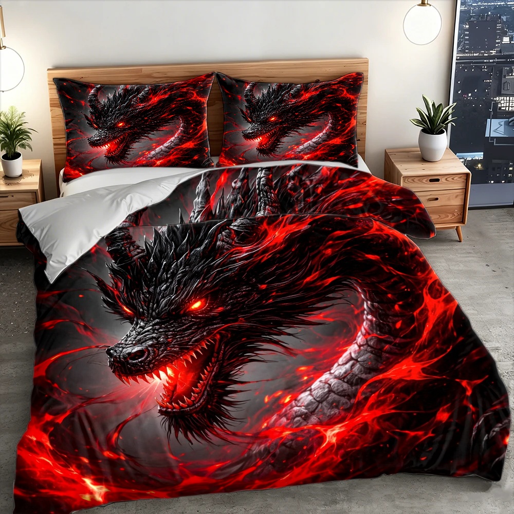 3Pc Dark Dragon Duvet Cover Se - đánh giá và giá Duvet Cover Sets With Zipper