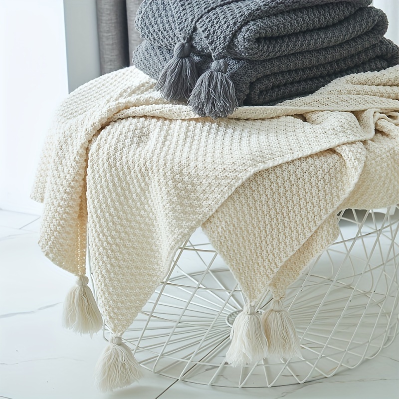 Boho Knitted Throw Blanket Dec - đánh giá và giá Boho Throw Blanket Fringe