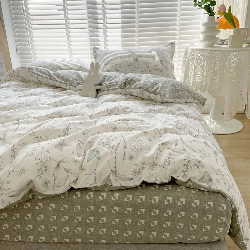3pcs 100% Cotton Duvet Cover S - đánh giá và giá Aesthetic Floral Duvet Cover