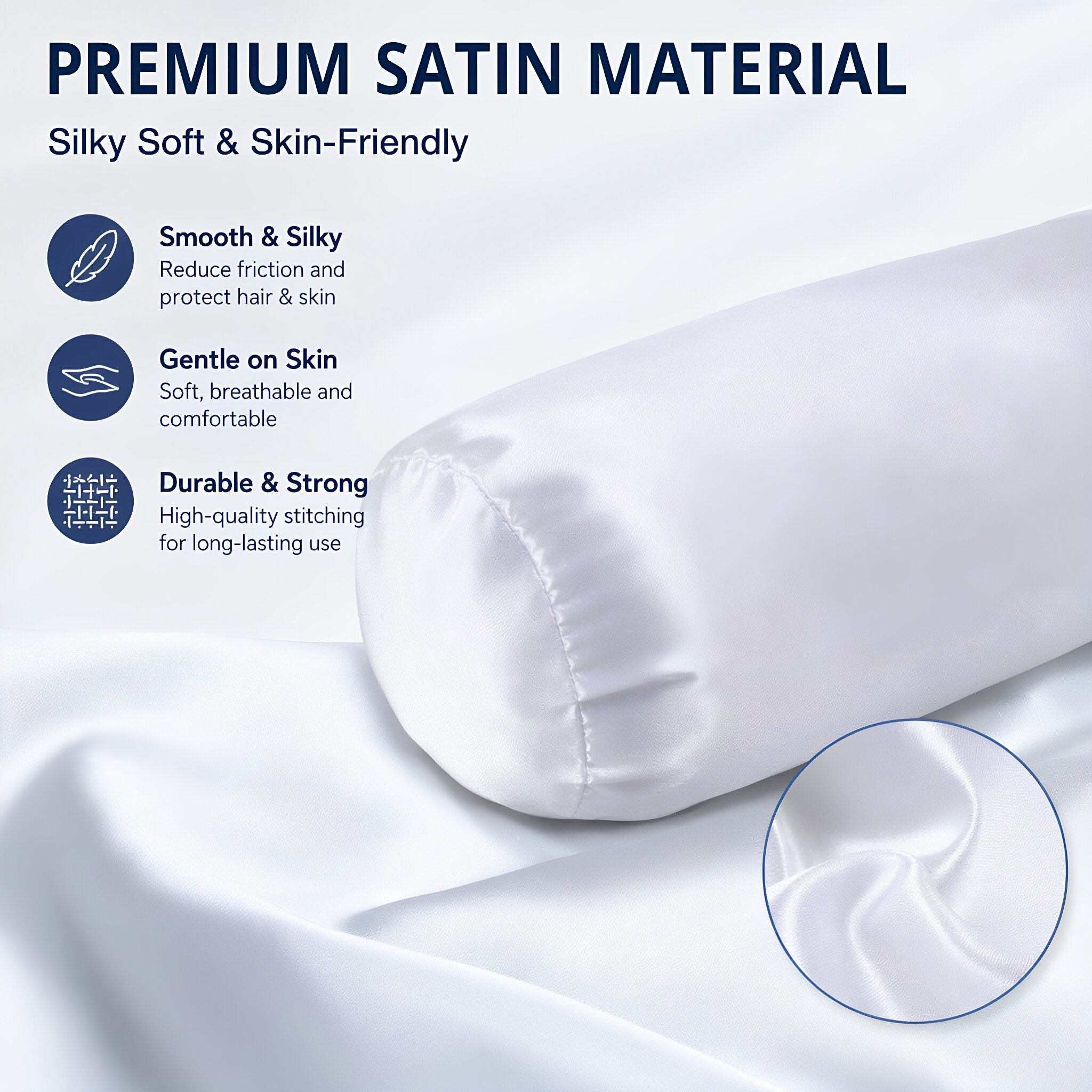 White Satin Neck Roll Pillow C - đánh giá và giá Satin Silk Pillowcase Hair Skin